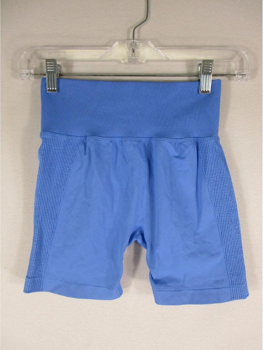 Bootyful 90 Degree Bike Shorts Womens XS Seamless High Waist Scrunch Light Blue